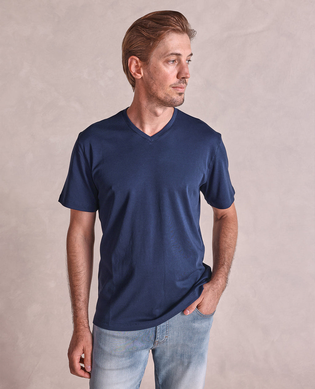 The Luxe Supima - V-Neck SS Tee - Navy